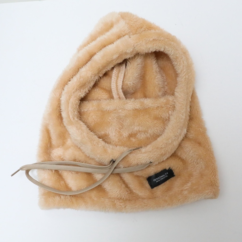 Personality New Winter Balaclava Thermal Fuzzy Beige Ski Hood Face Cover Hat